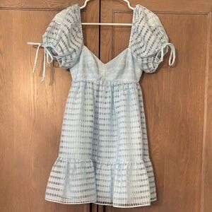 Amanda Uprichard Blue Puff Sleeve Dress